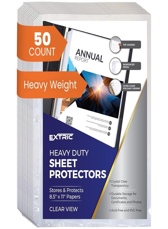 EXTRIC Heavy Duty Sheet Protectors for 3 Ring Binder, 50 Count Clear Page Protectors, Top Loading Plastic Sleeves 8.5 x 11 inch - Image 1