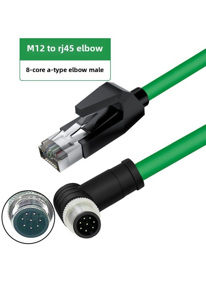 M12 To RJ45 Connector Profinet Industrial Network Cable Bus 4/8 Core Straight ADX Type High Flexibility Double Shield-Color:[elbow 8-core A-type Male Head—m12 To Rj45]-Line Length:5 M  - Image 1