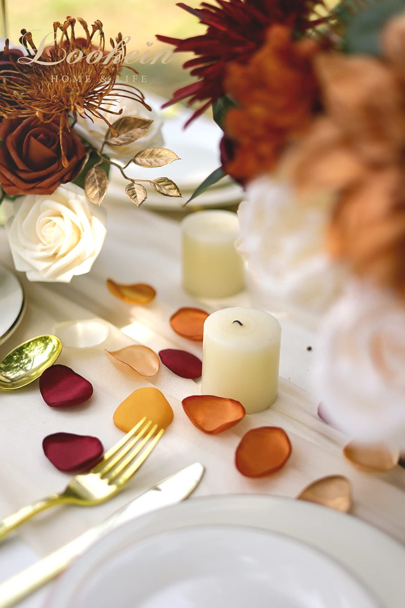 Lookein 300pcs Terracotta Rose Petals Satin Flower Petals for Wedding Flower Girl Basket Table Centerpieces Aisle Runner Party Confetti Bridal Shower Dinner Wedding Decoration - Image 5