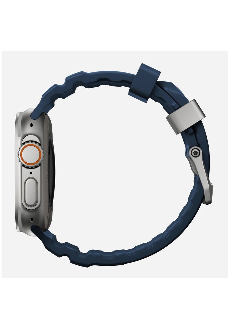 سوار روكي بوينت | لساعة أبل ألترا ١، ٢ والسلسلة (١٠، ٩، ٨، ٧، ٦، ٥، ٤، ٣، SE) ٤٤/٤٥/٤٦/٤٩ مم | حزام ساعة فائق المتانة - أزرق داكن - Image 2