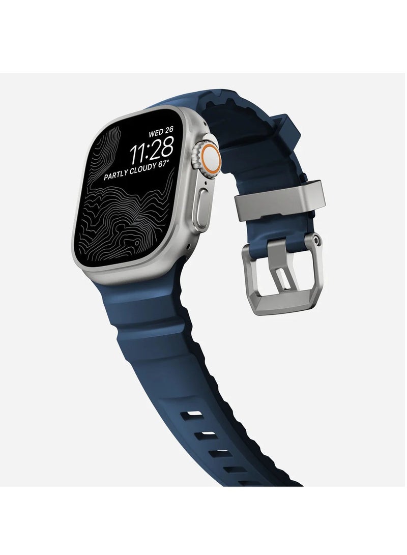 سوار روكي بوينت | لساعة أبل ألترا ١، ٢ والسلسلة (١٠، ٩، ٨، ٧، ٦، ٥، ٤، ٣، SE) ٤٤/٤٥/٤٦/٤٩ مم | حزام ساعة فائق المتانة - أزرق داكن - Image 3
