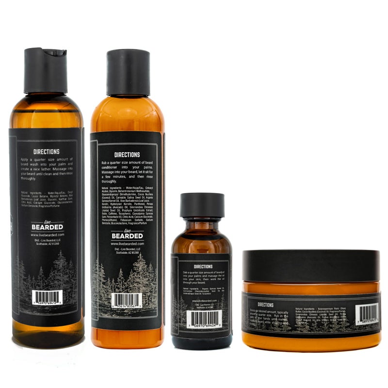 Live Bearded Complete Beard Grooming Kit - Wash, Conditioner, Butter and Oil - Made in the USA with All-Natural Ingredients - Mens Groom Set | Executive Scent - Cedar, Vanilla - Image 2