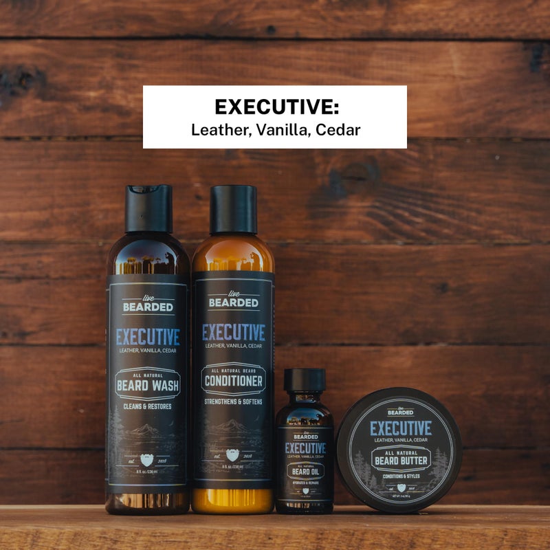 Live Bearded Complete Beard Grooming Kit - Wash, Conditioner, Butter and Oil - Made in the USA with All-Natural Ingredients - Mens Groom Set | Executive Scent - Cedar, Vanilla - Image 4