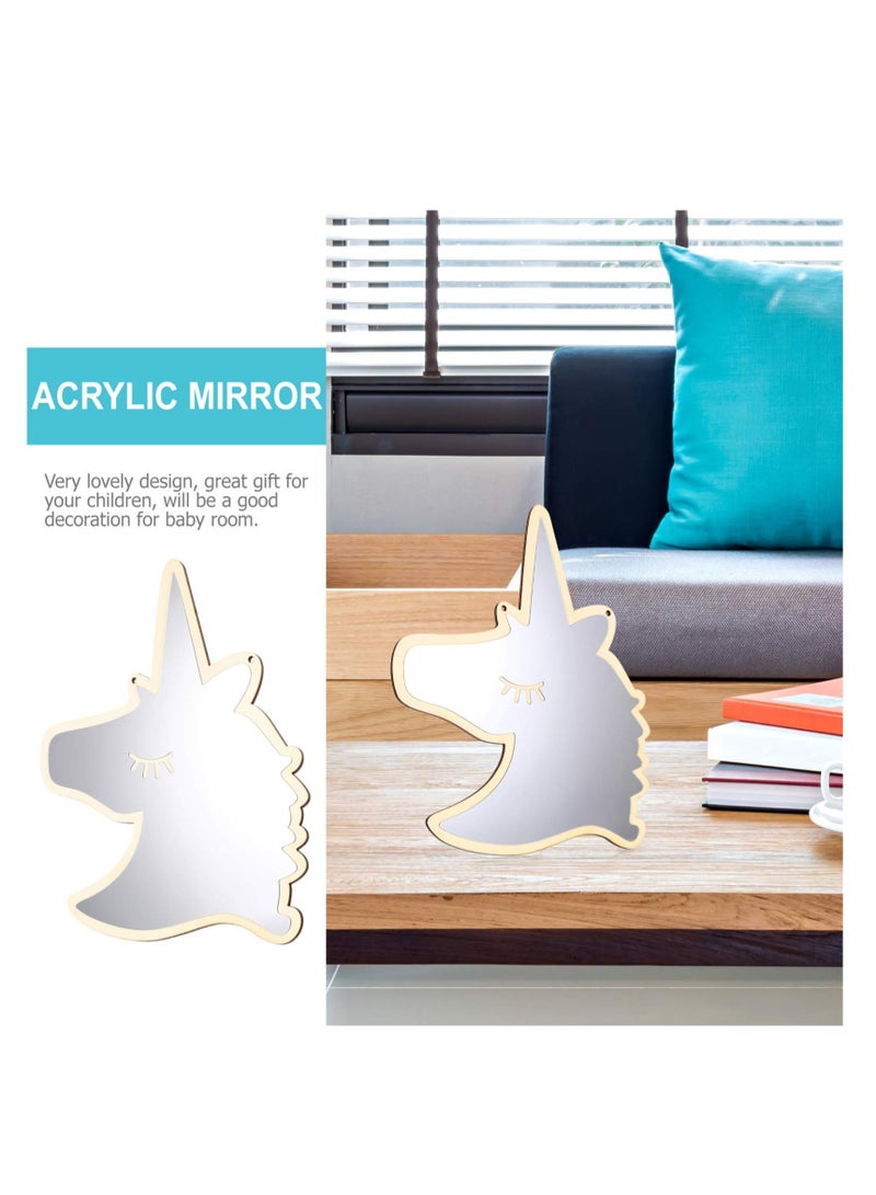 SYOSI Removable Unicorn Shaped Wall Mirror, Acrylic Decorative Wall Mirror, Home Vintage Decor Mirror, Suitable for Home Living Room Bedroom Decorations - Image 5