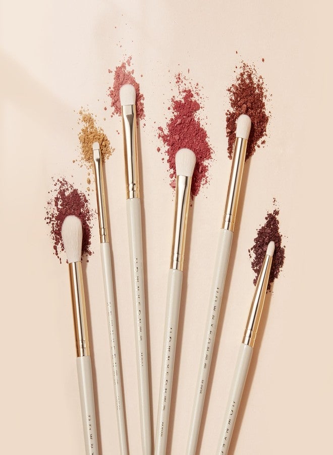 ROWNYEON Bisque Series 6 Piece Eye Brush Set Professional Makeup Brushes for Blending Base Shading Detail Work with Soft Nylon Bristles and Painted Birch Handle MJ907-MJ912 - Image 1