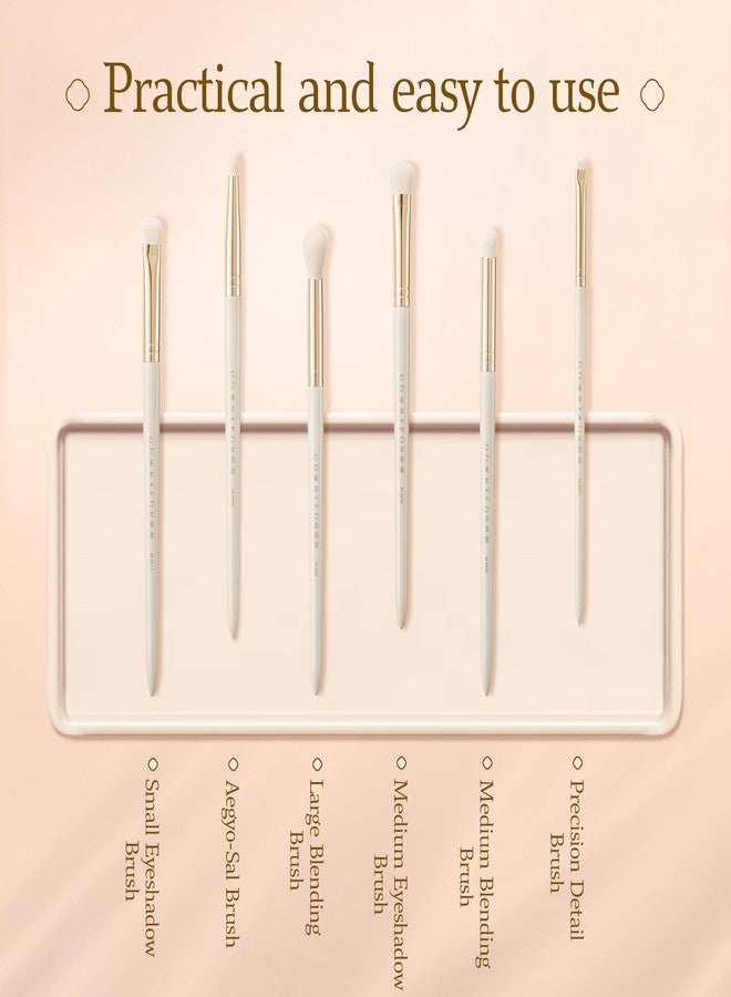 ROWNYEON Bisque Series 6 Piece Eye Brush Set Professional Makeup Brushes for Blending Base Shading Detail Work with Soft Nylon Bristles and Painted Birch Handle MJ907-MJ912 - Image 2