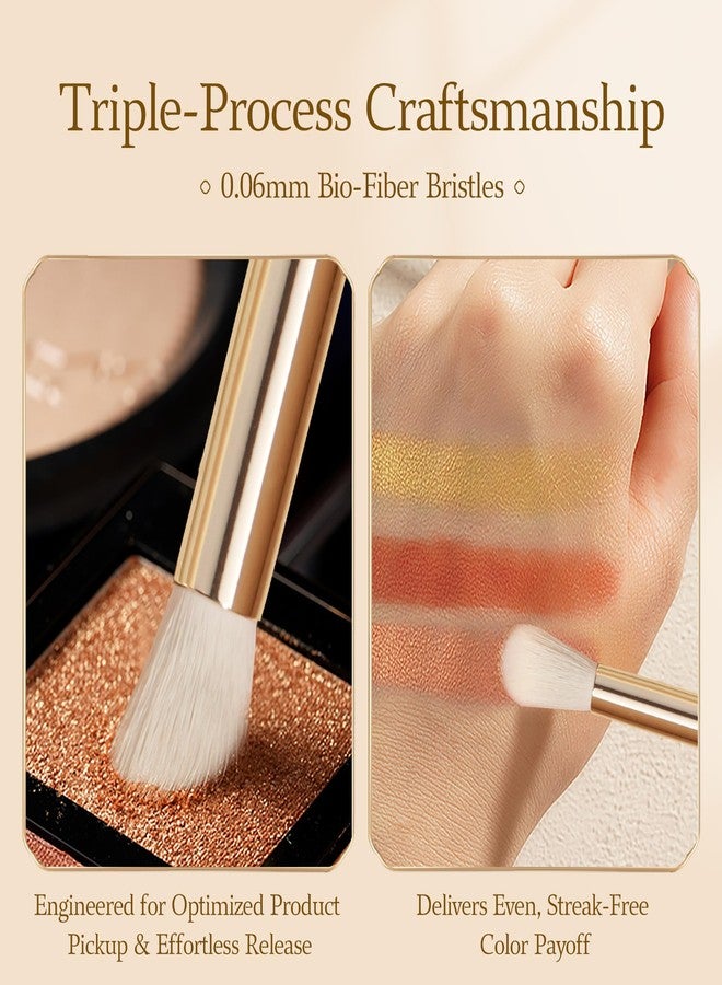 ROWNYEON Bisque Series 6 Piece Eye Brush Set Professional Makeup Brushes for Blending Base Shading Detail Work with Soft Nylon Bristles and Painted Birch Handle MJ907-MJ912 - Image 3