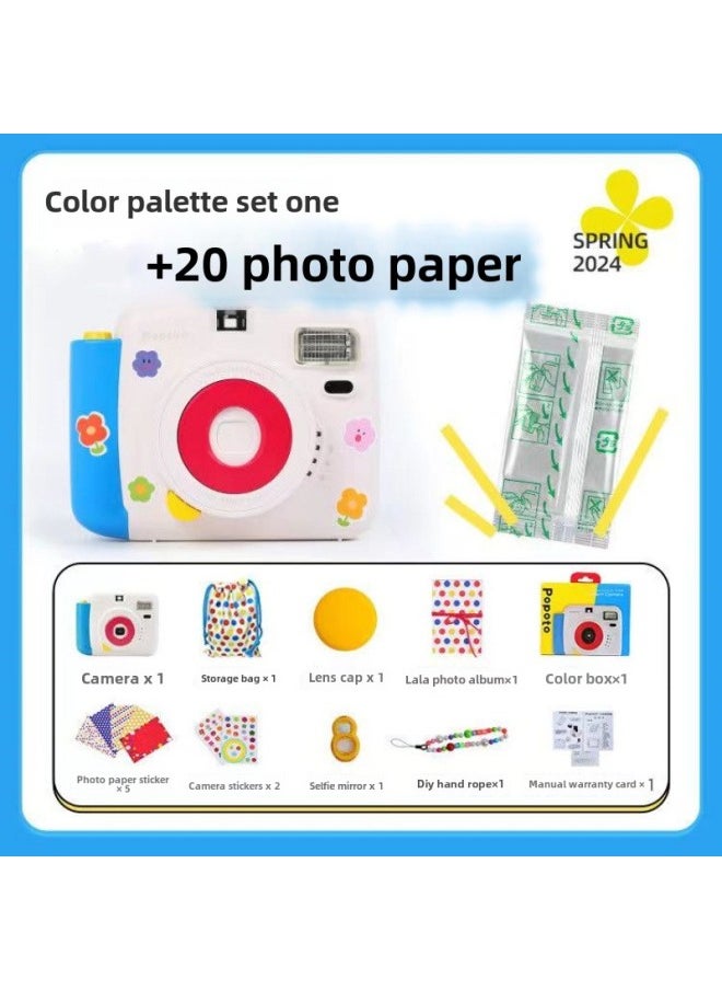 Generic Internet Celebrity Student Cheap Camera Porofles Camera Product One-time Imaging Photo Paper Portable Retro Photo Ins-Body Color:The Store Manager Recommends  - Package 1  - Image 1
