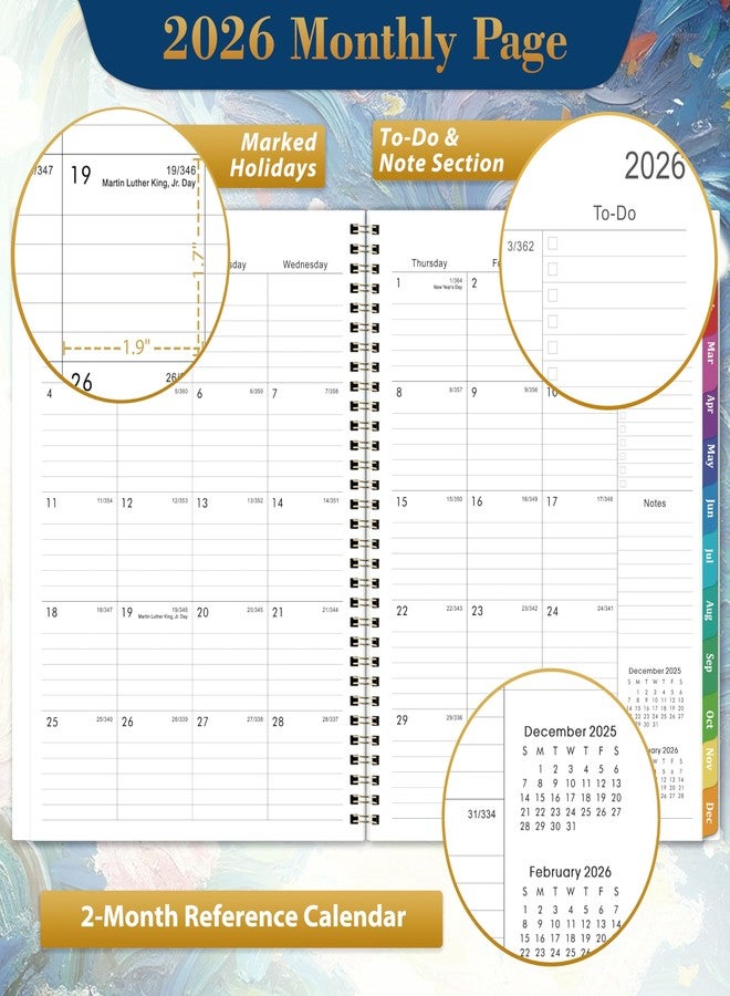 Coboll 2026 Planner - Planner 2026 Weekly and Monthly from January to December, 9" x 11", 2026 Weekly Monthly Planner with Inner Pocket, Colorful Coated Tabs - Image 4