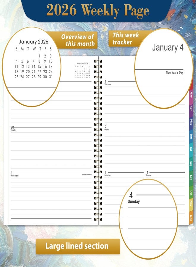 Coboll 2026 Planner - Planner 2026 Weekly and Monthly from January to December, 9" x 11", 2026 Weekly Monthly Planner with Inner Pocket, Colorful Coated Tabs - Image 5