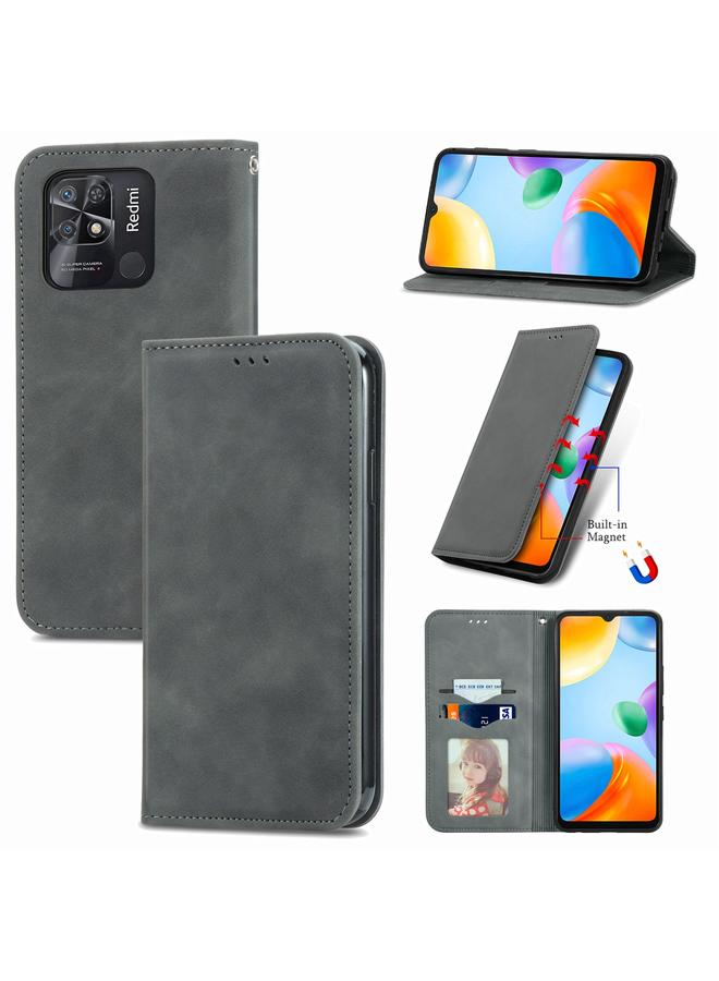 Case For Xiaomi Redmi 10C Retro Skin Feel Magnetic Flip Leather Phone Case