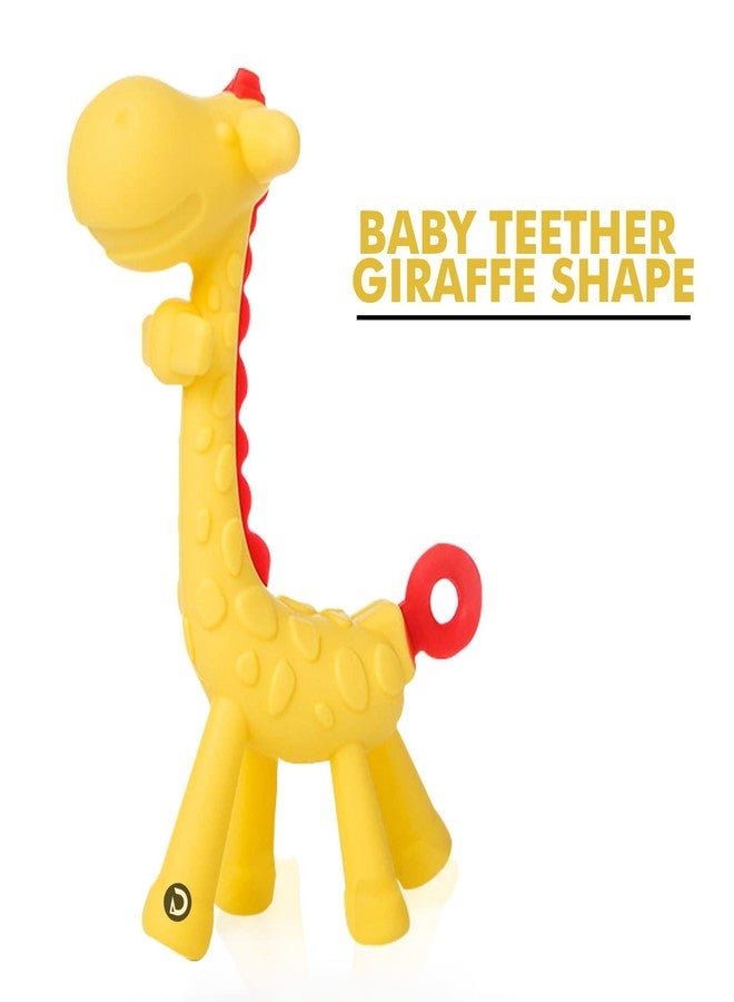 DaKos Newborn Silicone Teether, Soother For New Born, Teether And Soother For Baby, Baby Mitten Teether, Baby Chew Toys For Sucking Needs, Sensory Teether Toy (Animal Shaped Giraffe, Yellow) - Image 2