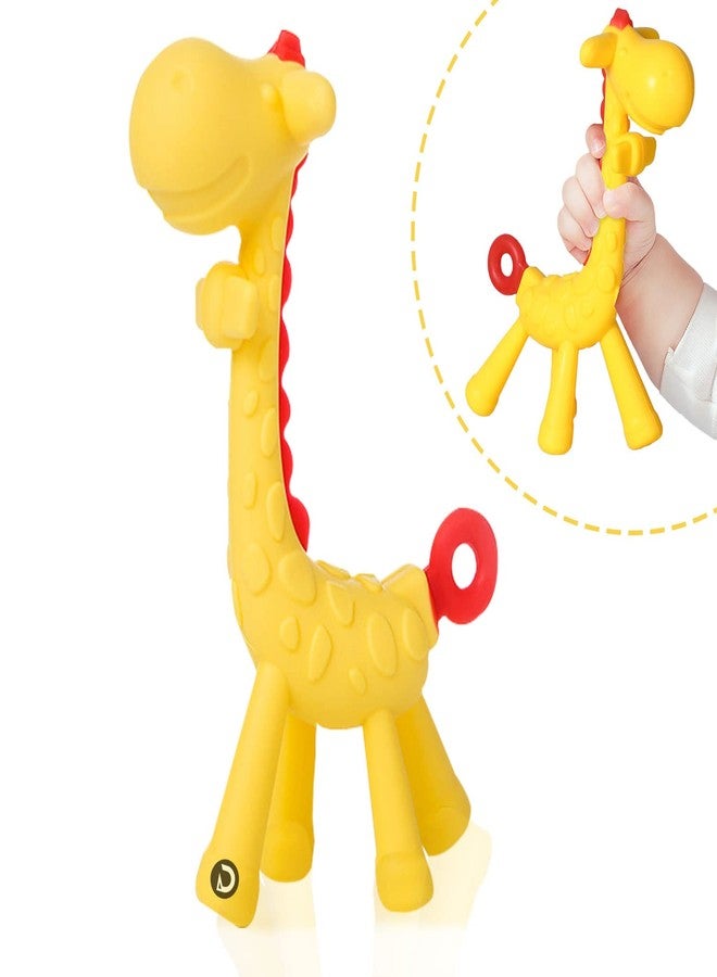 DaKos Newborn Silicone Teether, Soother For New Born, Teether And Soother For Baby, Baby Mitten Teether, Baby Chew Toys For Sucking Needs, Sensory Teether Toy (Animal Shaped Giraffe, Yellow) - Image 1