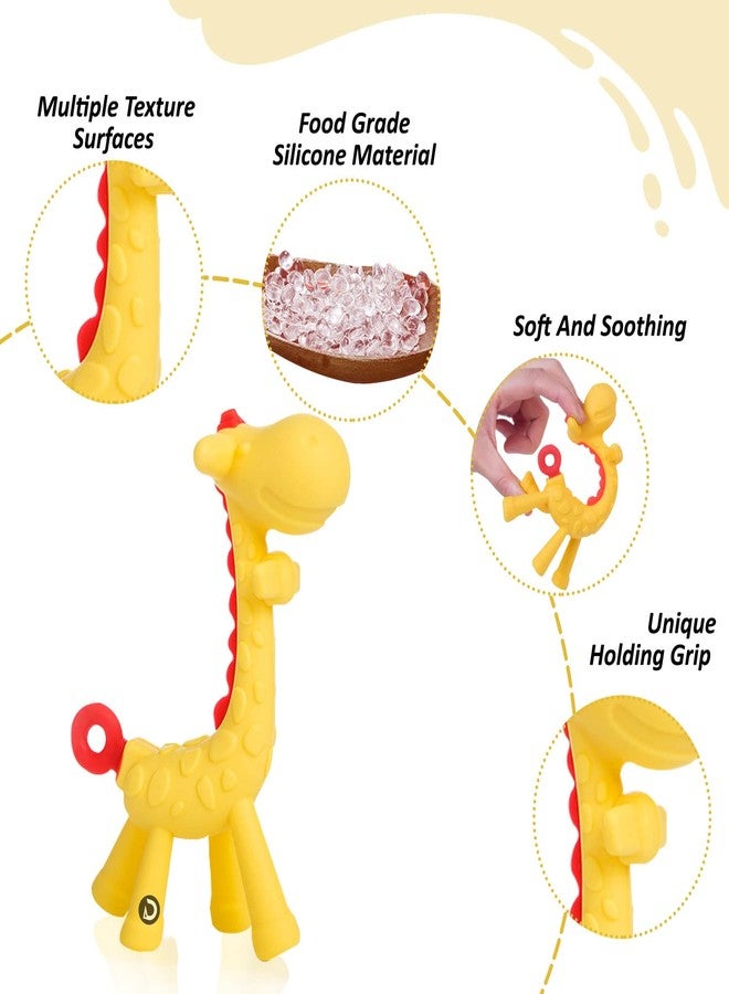 DaKos Newborn Silicone Teether, Soother For New Born, Teether And Soother For Baby, Baby Mitten Teether, Baby Chew Toys For Sucking Needs, Sensory Teether Toy (Animal Shaped Giraffe, Yellow) - Image 3