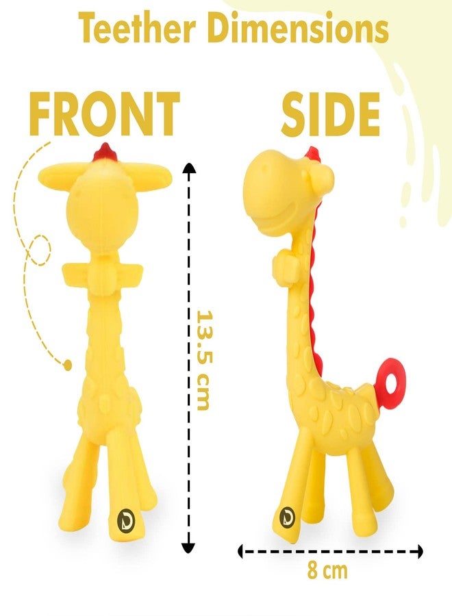 DaKos Newborn Silicone Teether, Soother For New Born, Teether And Soother For Baby, Baby Mitten Teether, Baby Chew Toys For Sucking Needs, Sensory Teether Toy (Animal Shaped Giraffe, Yellow) - Image 4