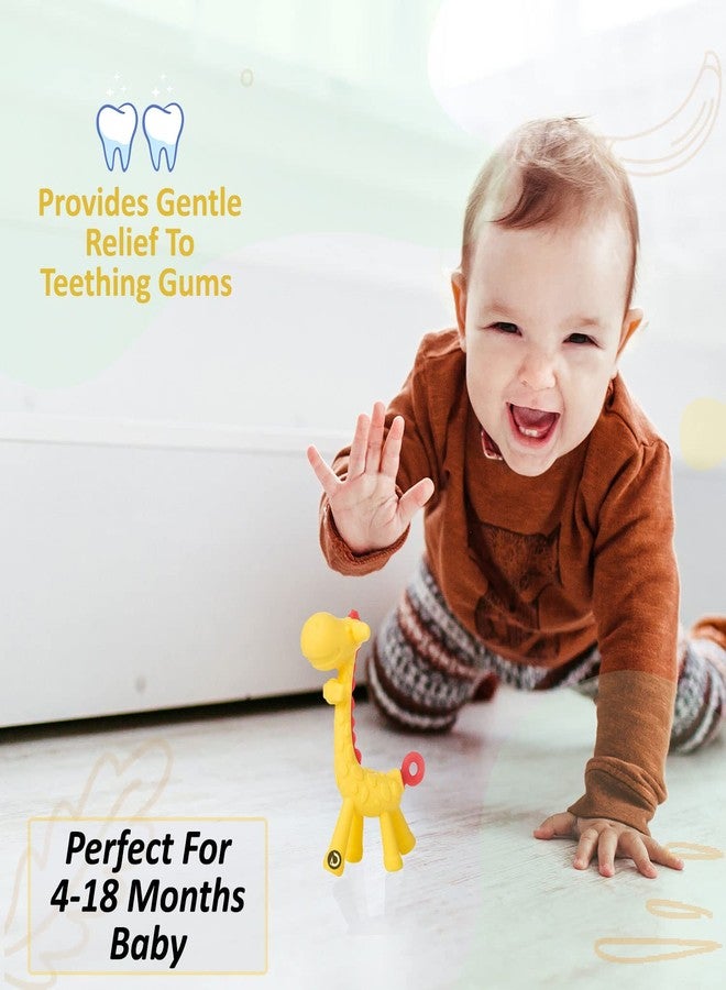 DaKos Newborn Silicone Teether, Soother For New Born, Teether And Soother For Baby, Baby Mitten Teether, Baby Chew Toys For Sucking Needs, Sensory Teether Toy (Animal Shaped Giraffe, Yellow) - Image 5
