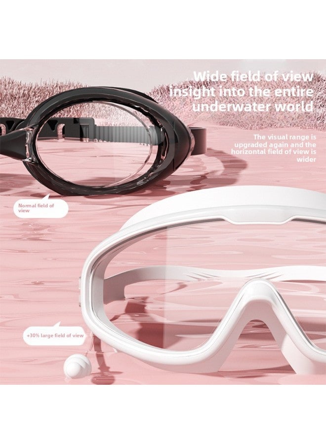 Swimming Goggles Waterproof Anti-Fog High Definition Myopia Depart Male And Female Professional Big Frame Swimming Glasses Goggles Swimming Cap Suit-Color:Children's Model - Blue And Yellow + Starry Sky Swimming Cap - Flat Light