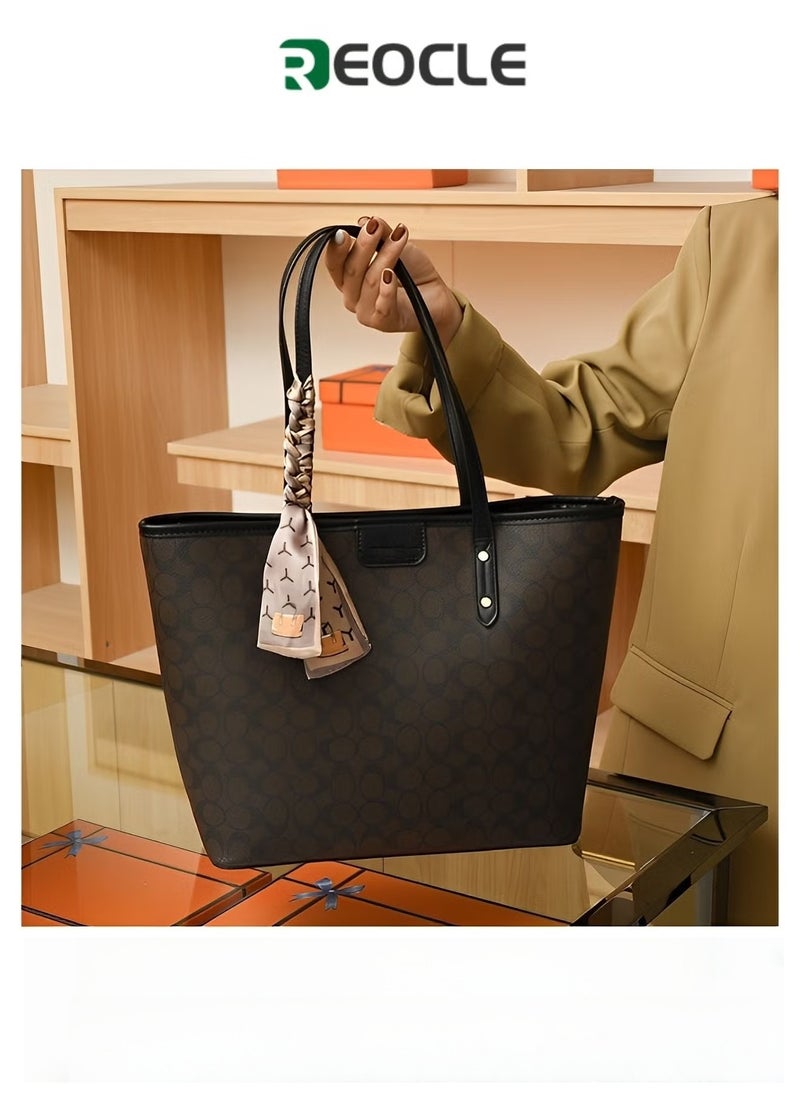 REOCLE Women's Tote Bags Top Handle Satchel Handbags PU Faux Leather Bucket Bag Shoulder Bags with Large Capacity - Image 1