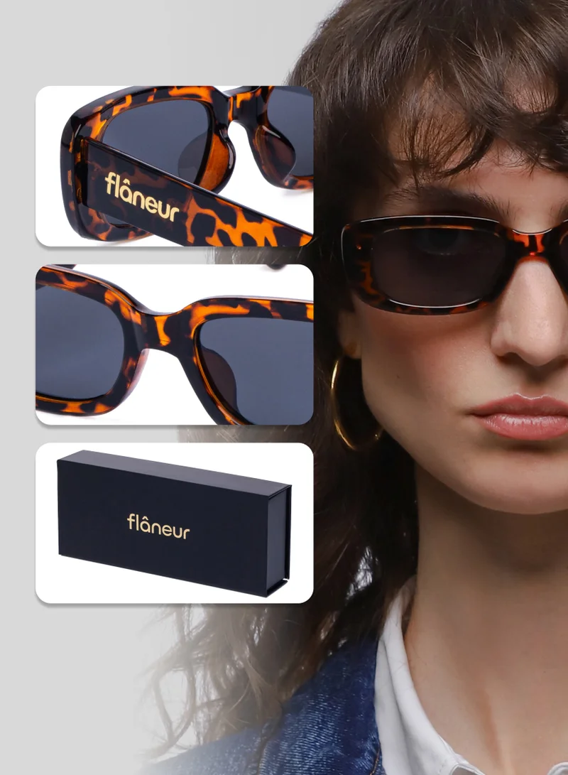 flâneur Stylish Polarized Square Framed Sunglasses For Women and Men Animal Print
