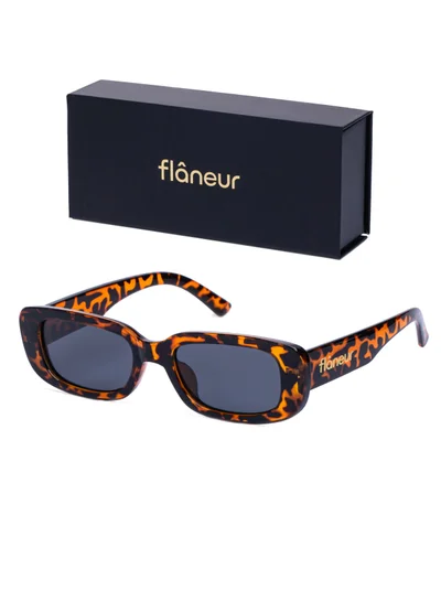 flâneur Stylish Polarized Square Framed Sunglasses For Women and Men Animal Print