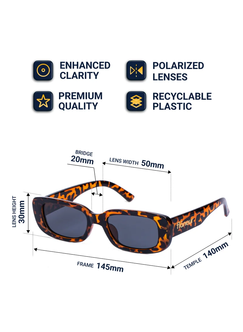 flâneur Stylish Polarized Square Framed Sunglasses For Women and Men Animal Print