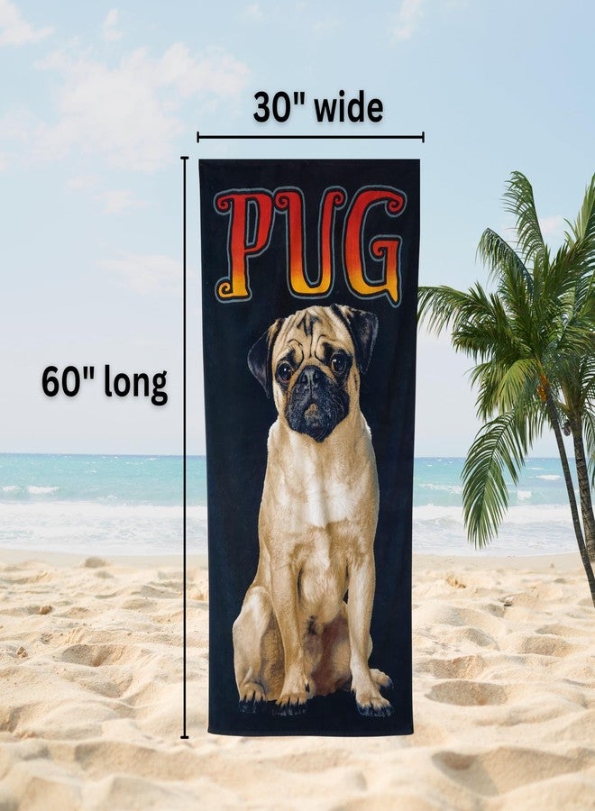 Island Gear منشفة شاطئ بتصميم كلب البج، مقاس 30 × 60 بوصة - مصنوعة من قطن الفيلور 100%، عالية الامتصاص، سريعة الجفاف، سهلة الحمل والتوضيب، مثالية لعطلة الربيع، أو الإجازات، أو الشاطئ، أو حمام السباحة، أو حمامات الشمس - خفيفة الوزن وصغيرة الحجم للسفر - هدية مميزة لمحبي الحيوانات الأليفة - Image 2