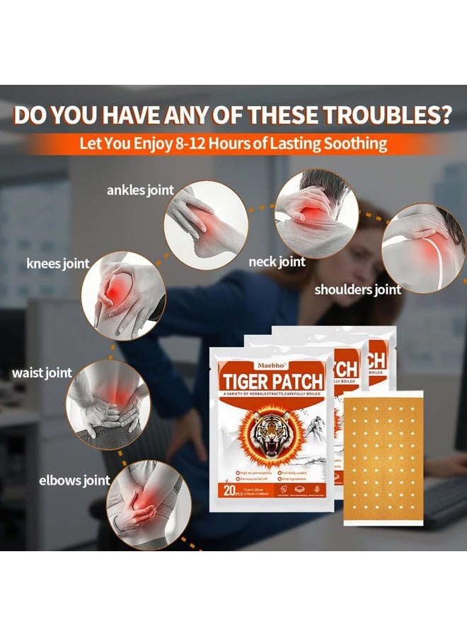 Maebho 60PCS Tiger Patches,Chinese Tiger Back Patch, Ultra Strength Capsicum Heat Patches for Muscle Joint Shoulder Neck Knee Back (3 Packs 20 Each) - Image 3
