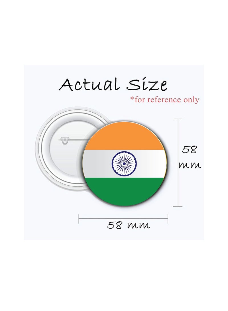 India Republic Day - Indian Round Pin-back Button Brooch Lapel Pin - India Flag Badges - Perfect for Jackets - Bags - Gifts for Independence Day