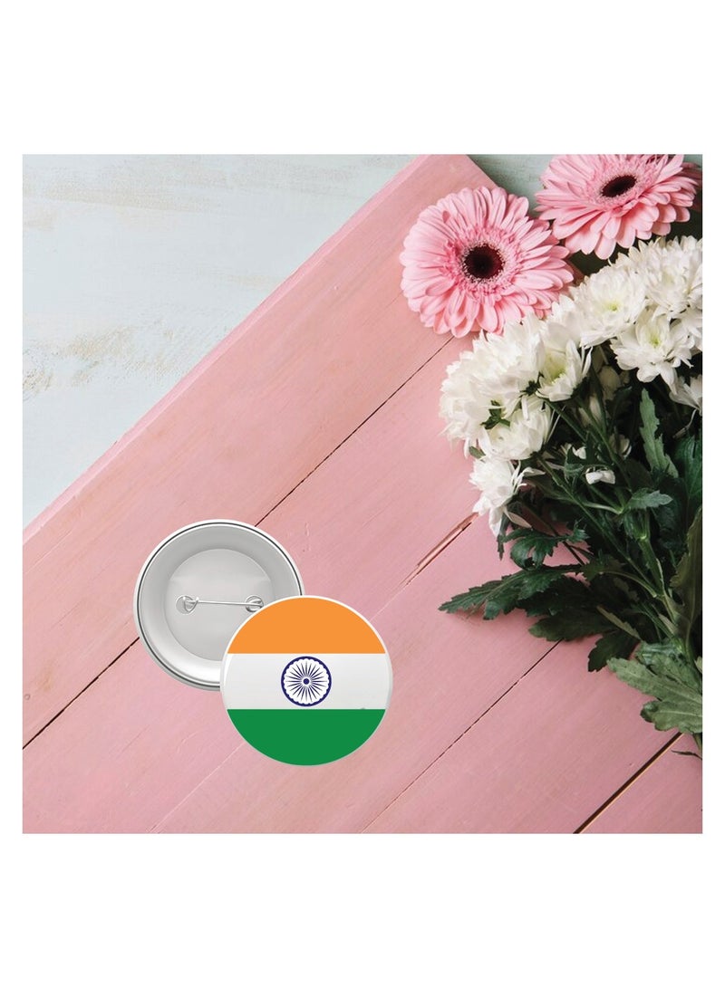 India Republic Day - Indian Round Pin-back Button Brooch Lapel Pin - India Flag Badges - Perfect for Jackets - Bags - Gifts for Independence Day
