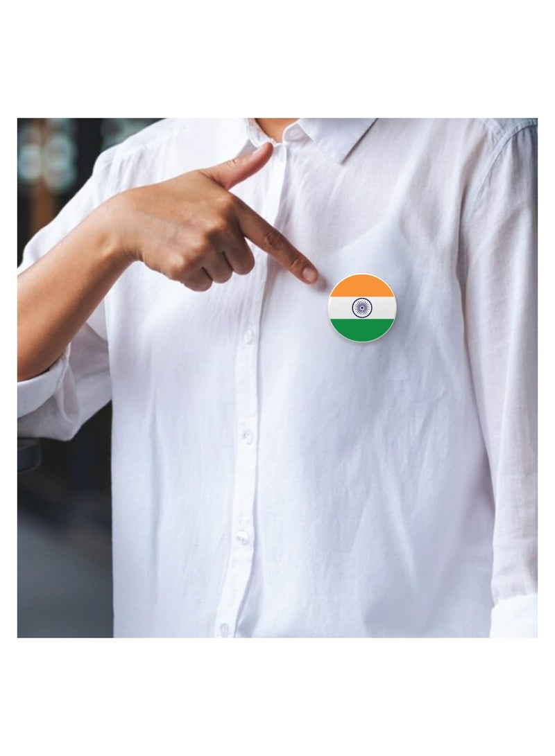 India Republic Day - Indian Round Pin-back Button Brooch Lapel Pin - India Flag Badges - Perfect for Jackets - Bags - Gifts for Independence Day