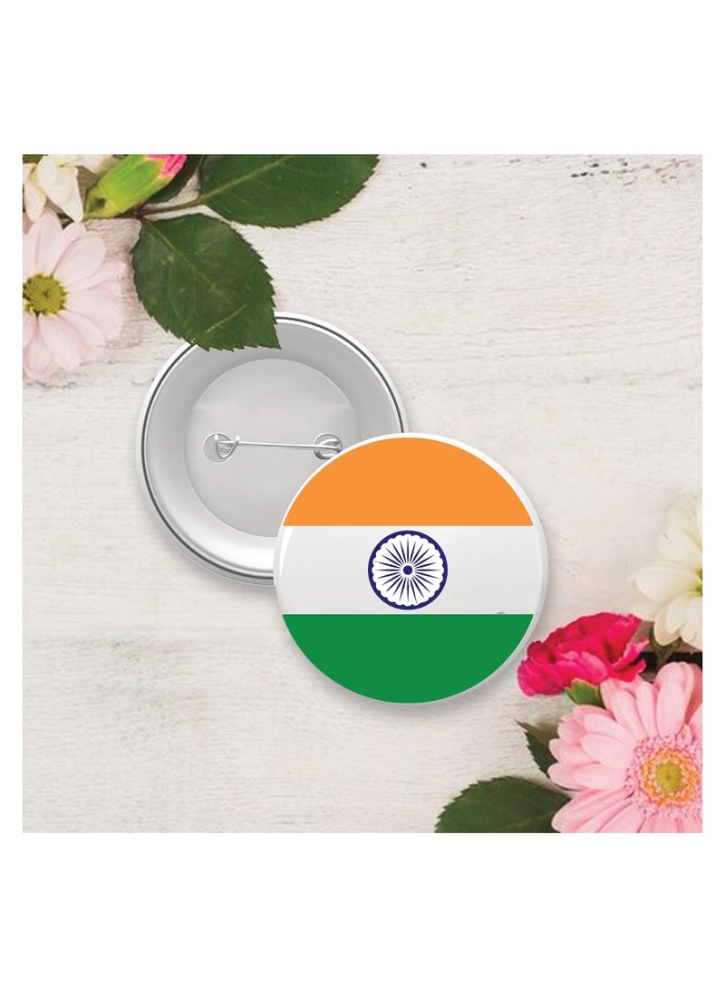 India Republic Day - Indian Round Pin-back Button Brooch Lapel Pin - India Flag Badges - Perfect for Jackets - Bags - Gifts for Independence Day