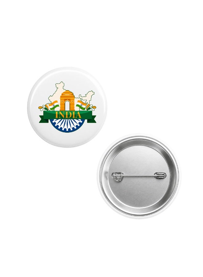 India Republic Day - Indian Round Pin-back Button Brooch Lapel Pin - India Flag Badges - Perfect for Jackets - Bags - Gifts for Independence Day - Image 1