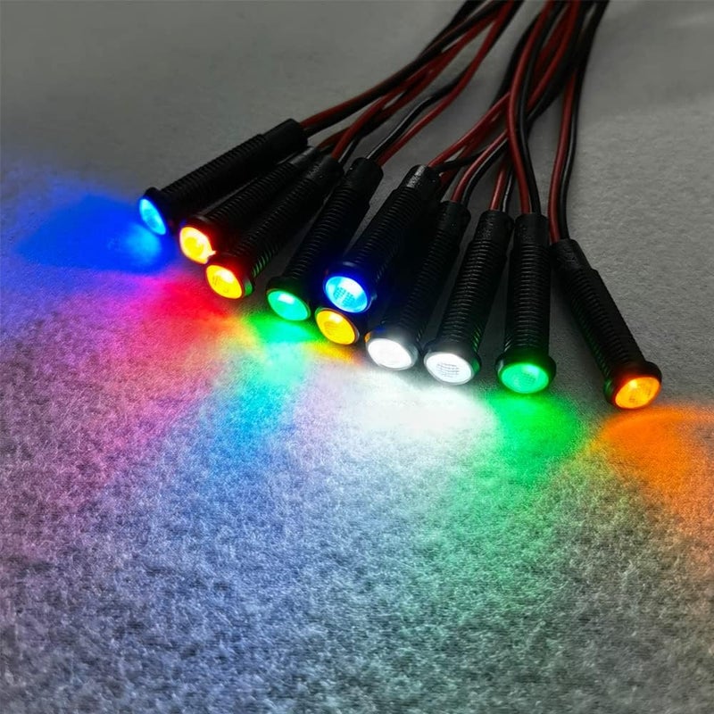 Gebildet 10pcs LED Plastic Indicator Pilot Light AC/DC 12-24V Mounting Hole Size 6mm(Red/Orange/Blue/Green/White) - Image 4