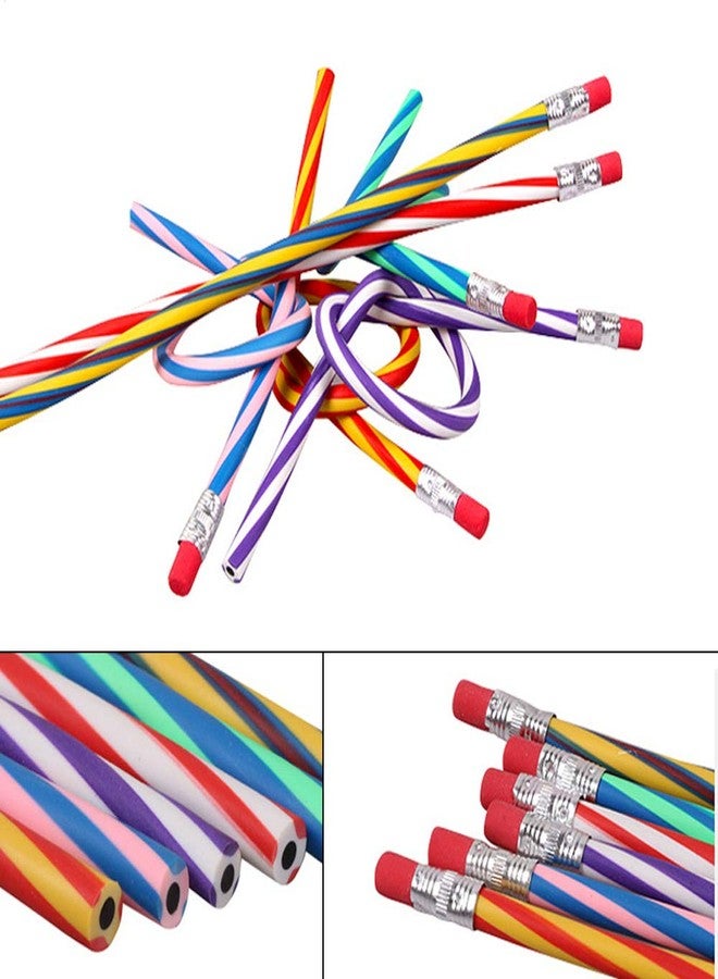 Hamiggaa 35 PCS Colorful Flexible Soft Bendable Pencil with Eraser, Magic Striped Pencil for Children and Students, Valentine's Day, Classroom Gifts, Back to School Supplies - Image 4