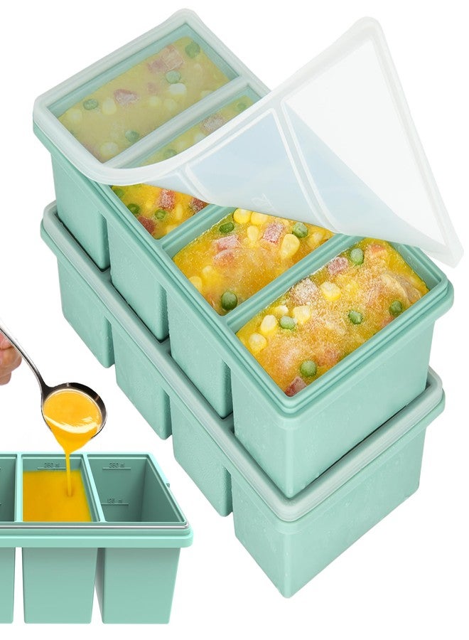CyhHave Silicone Freezer Trays with Lids, 1-Cup Soup Container Style Ice Cube Trays for Freezer - Leakproof, Dishwasher,Oven Safe, Stackable, Ideal for Frozen Broth, Leftovers & Meal Prep, BPA Free 2 Pack - Image 1