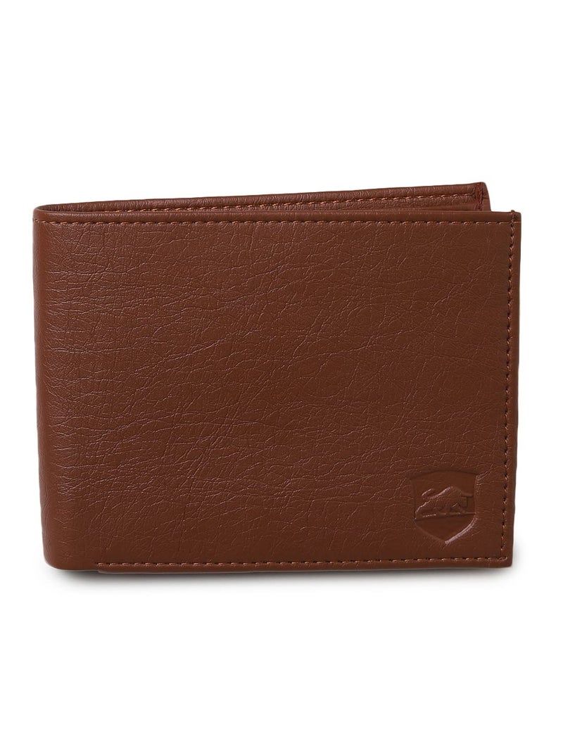 SAMTROH Tan Container Design PU Leather Wallet for Men | 3 Card Slots | 2 Currency & Secret Comartment | 2 Id Card Slots & 1 Coin Pocket - Image 1