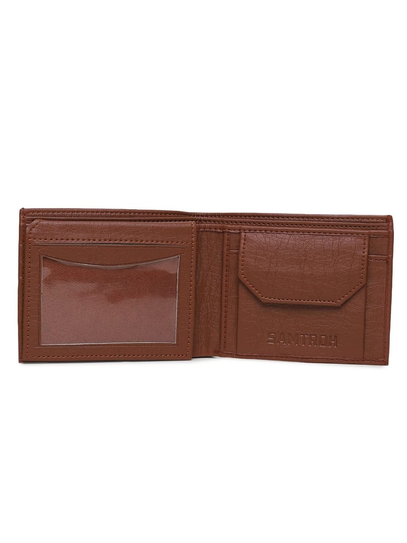 SAMTROH Tan Container Design PU Leather Wallet for Men | 3 Card Slots | 2 Currency & Secret Comartment | 2 Id Card Slots & 1 Coin Pocket - Image 3