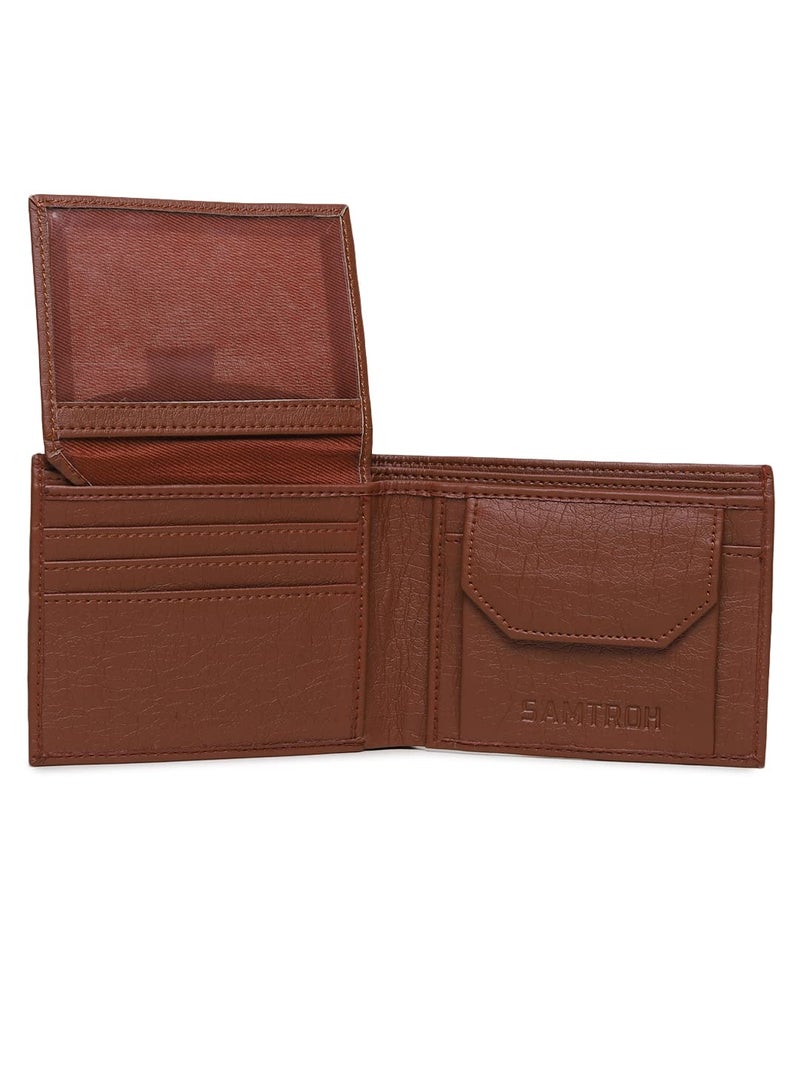 SAMTROH Tan Container Design PU Leather Wallet for Men | 3 Card Slots | 2 Currency & Secret Comartment | 2 Id Card Slots & 1 Coin Pocket - Image 4