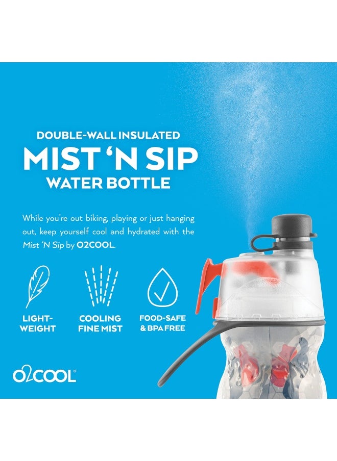 O2COOL O2COOL Mist N Sip 20 oz Water Bottle  Red Camo BPAFree LDPE Plastic No Leak Pull Top Spout Easy Grip Perfect for Sports and Travel  - Image 4