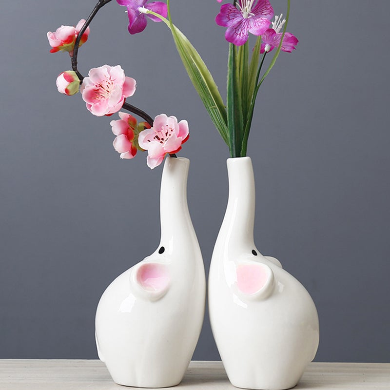 Cartoon Animal Ceramic Vase Lovely Indoor Elephant Flower Pot - Image 3