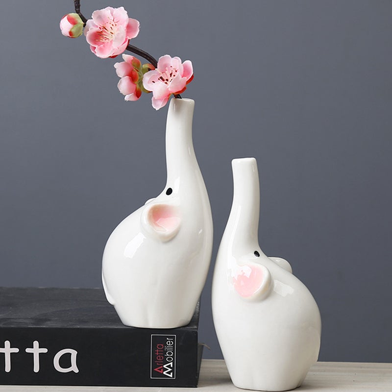 Cartoon Animal Ceramic Vase Lovely Indoor Elephant Flower Pot - Image 1