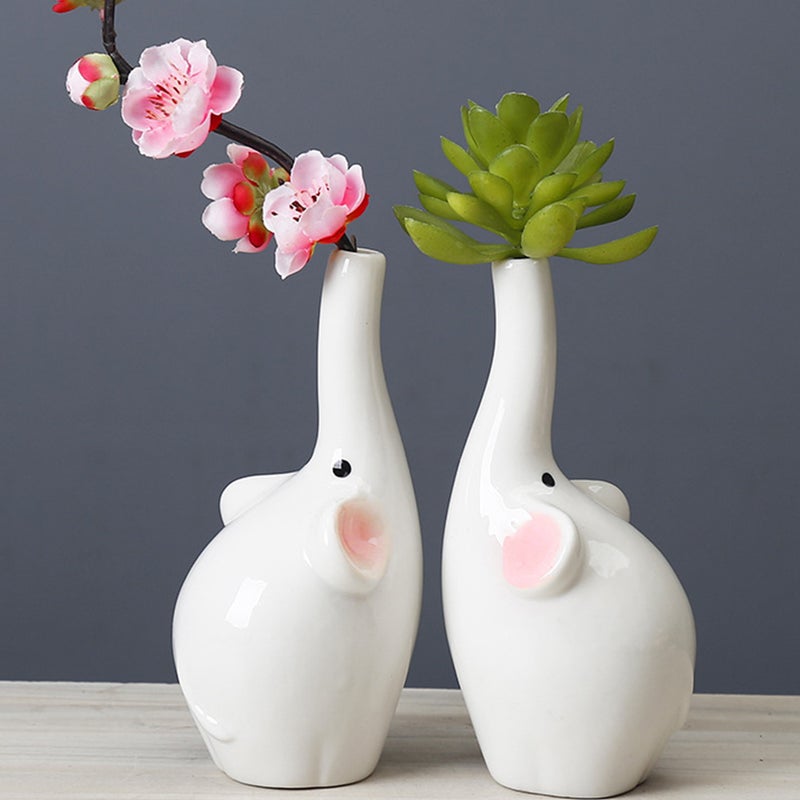 Cartoon Animal Ceramic Vase Lovely Indoor Elephant Flower Pot - Image 2