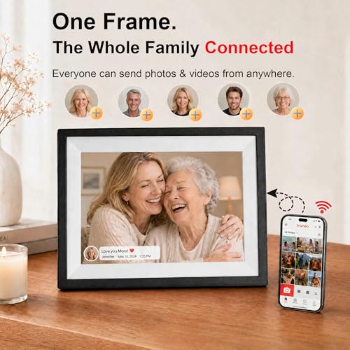 PiPivision Frameo 10.1" WiFi Digital Picture Frame, Instantly Share Photos & Videos from Phone, Easy Setup for Seniors, 32GB Storage, HD IPS Touch Screen, Stay Connected, Gift for Grandparents & Parents - Image 5