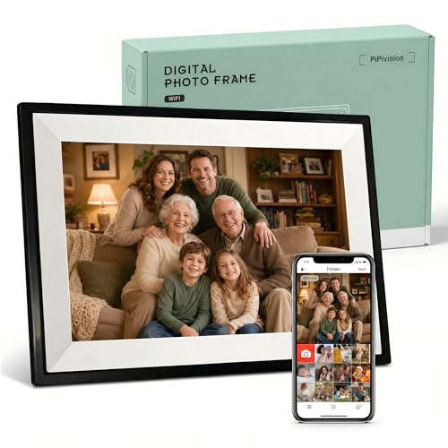 PiPivision Frameo 10.1" WiFi Digital Picture Frame, Instantly Share Photos & Videos from Phone, Easy Setup for Seniors, 32GB Storage, HD IPS Touch Screen, Stay Connected, Gift for Grandparents & Parents - Image 1