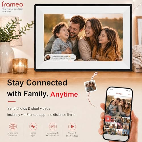 PiPivision Frameo 10.1" WiFi Digital Picture Frame, Instantly Share Photos & Videos from Phone, Easy Setup for Seniors, 32GB Storage, HD IPS Touch Screen, Stay Connected, Gift for Grandparents & Parents - Image 3