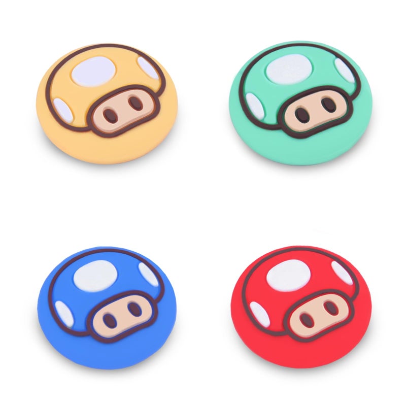 TIKOdirect Cute Thumb Grip Caps Compatible with Nintendo Switch Joy-con/OLED/Switch Lite, Kawaii Joystick Cap Grip 4PCS Soft Silicone Protective Ergonomic Button Cover, Red - Image 1