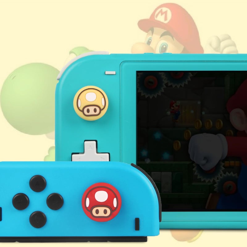 TIKOdirect Cute Thumb Grip Caps Compatible with Nintendo Switch Joy-con/OLED/Switch Lite, Kawaii Joystick Cap Grip 4PCS Soft Silicone Protective Ergonomic Button Cover, Red - Image 3