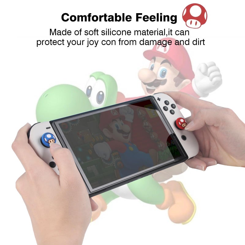 TIKOdirect Cute Thumb Grip Caps Compatible with Nintendo Switch Joy-con/OLED/Switch Lite, Kawaii Joystick Cap Grip 4PCS Soft Silicone Protective Ergonomic Button Cover, Red - Image 4