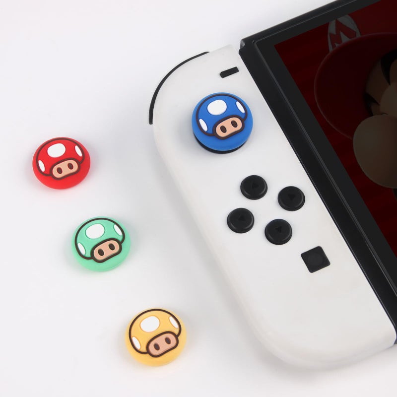TIKOdirect Cute Thumb Grip Caps Compatible with Nintendo Switch Joy-con/OLED/Switch Lite, Kawaii Joystick Cap Grip 4PCS Soft Silicone Protective Ergonomic Button Cover, Red - Image 2