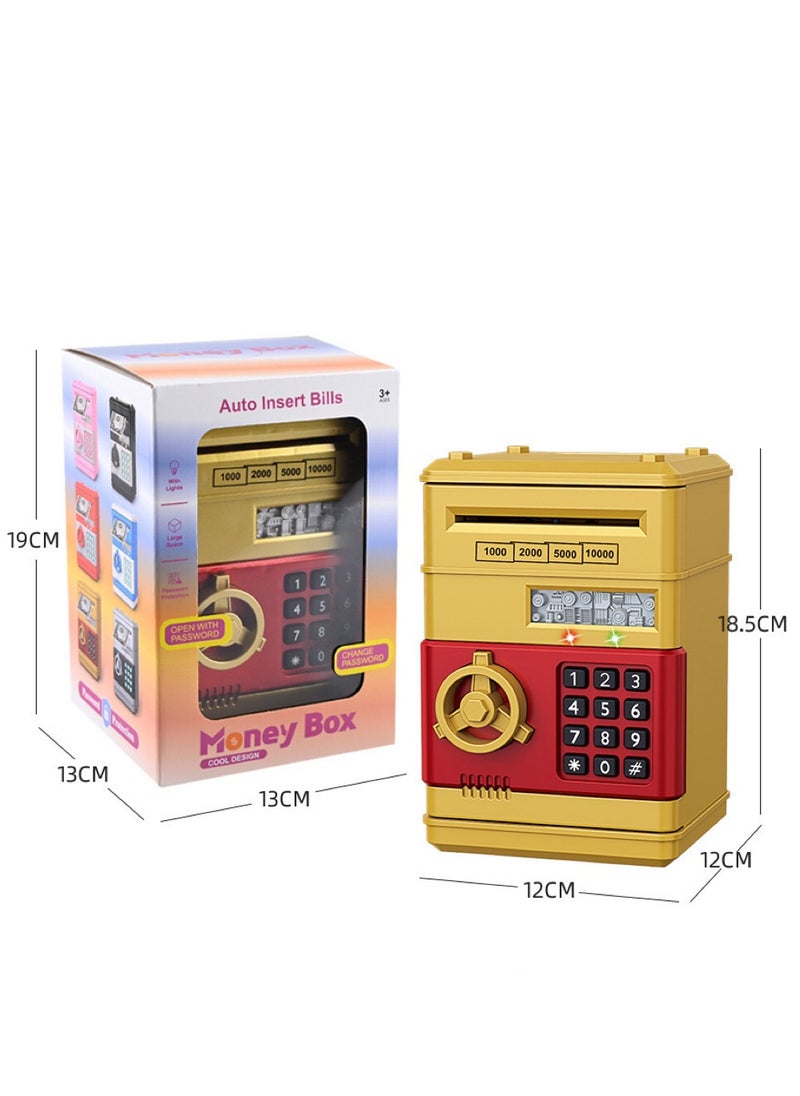 Generic - Electronic Password Protected Atm Piggy Bank Durable Sturdy Unique Detailed Design Gold (13 x 13 x 19 cm) - Image 1